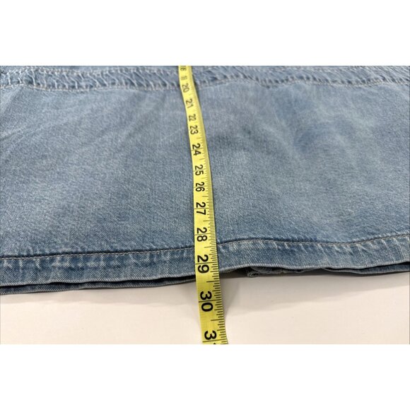 American Eagle Denim Chore Jacket Womens 2XL Blue Jean Distressed Zip Button NEW - Picture 9 of 14